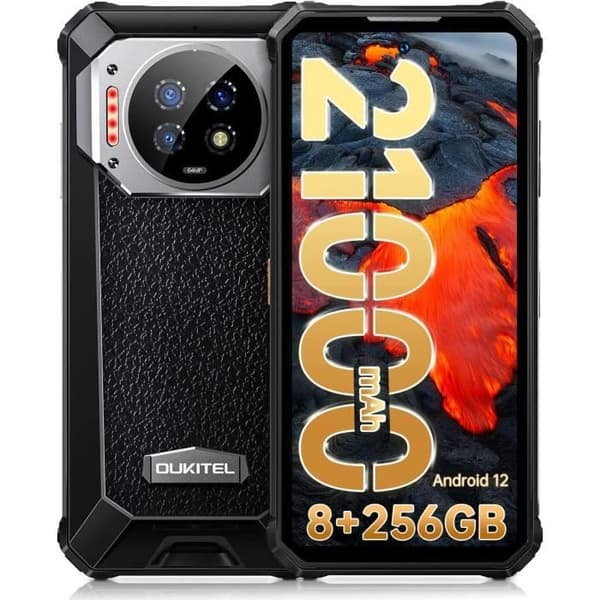 OUKITEL WP19 Mobiltelefon Okrossbar robust 21000mAh 8 GB + 256 GB Nattvision kamera 64M 90Hz Helio G95
