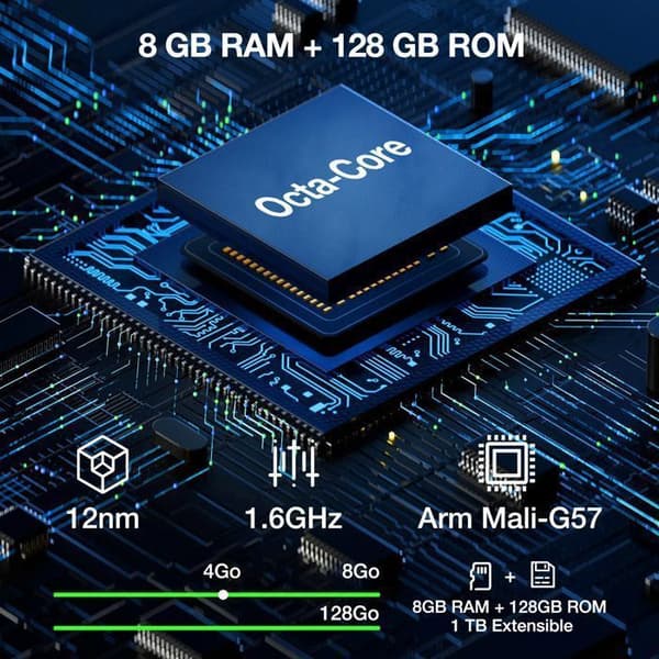 DOOGEE S41 Plus Telefon Incassable 6300mAh 5.5 tum 8Go+128Go ROM,Android 14 Smartphone Incassable,Dual SIM 4G WIFI- Svart