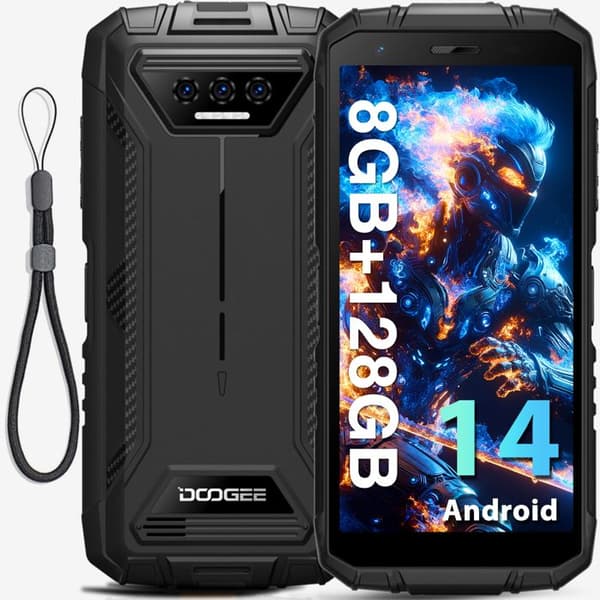 DOOGEE S41 Plus Telefon Incassable 6300mAh 5.5 tum 8Go+128Go ROM,Android 14 Smartphone Incassable,Dual SIM 4G WIFI- Svart