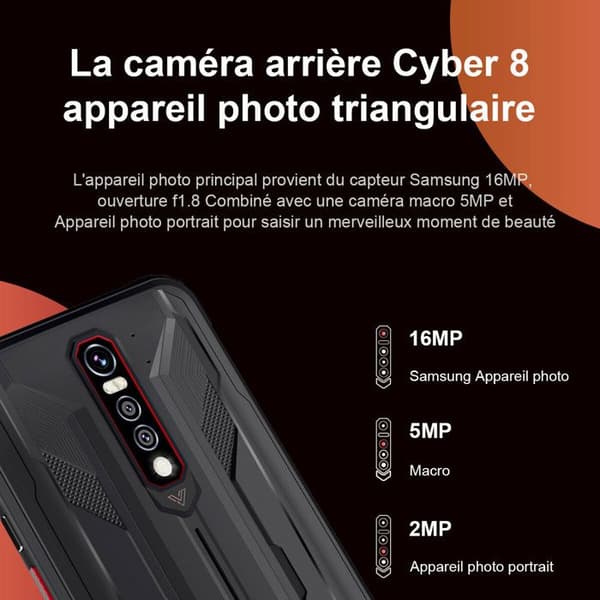 Smartphone Incassabel HOTWAV Cyber 8 - Skärm 6.3'' 64Go 8280mAh - Svart