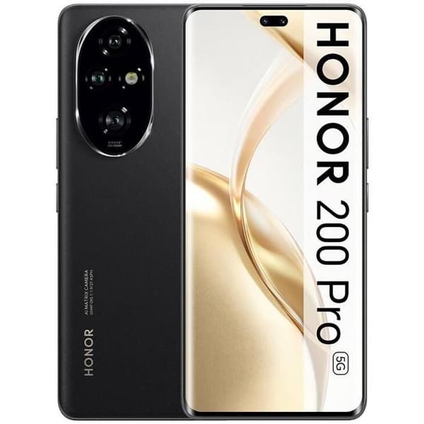 HONOR 200 Pro 5G 12GB 512GB Svart 6,78” AMOLED 120Hz Snapdragon 8s Gen3 5200mAh trådlös laddning 66W Smartphone