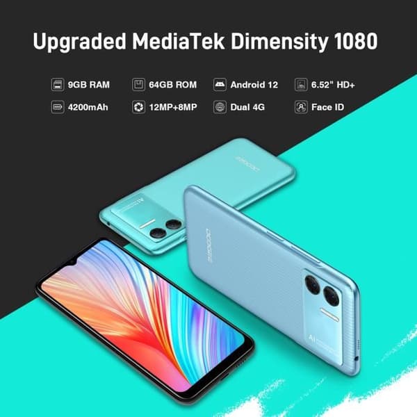 Doogee X98 Pro Smartphone - Emerald Green - Android 12.0 - 4GB+64GB ROM - SONY® AI Dual Camera - Dubbla kort