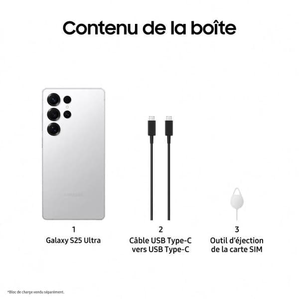 SAMSUNG Galaxy S25 Ultra AI Smartphone 256 GB Silver Titan