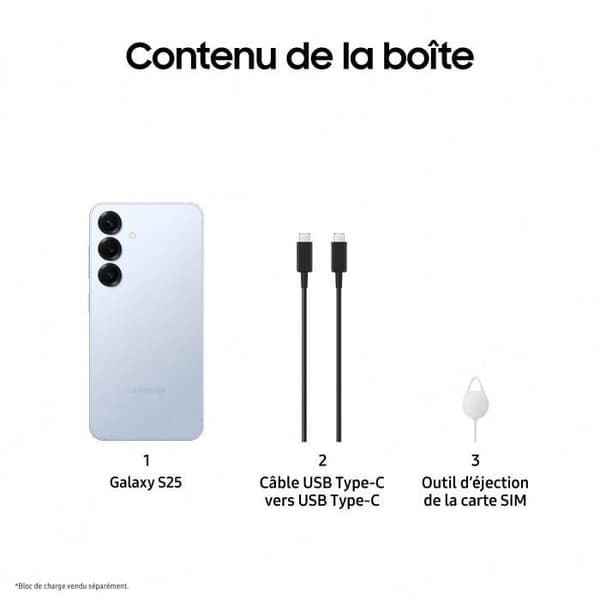 SAMSUNG Galaxy S25 AI Smartphone 256 Go Blåljus