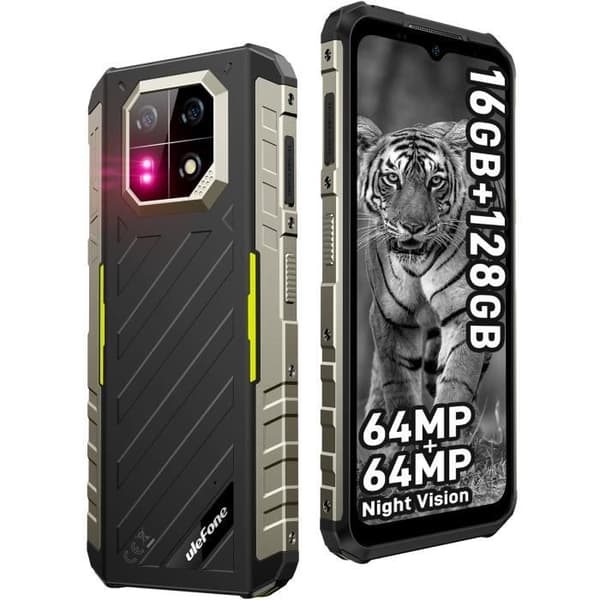 128 Go ROM Ulefone Armor 22 Telefon 16 Go (8 Go + 8 Go) RAM, Android 13 smartphone telefon 6,58", 6600 mAh NFC 64 MP (grön)