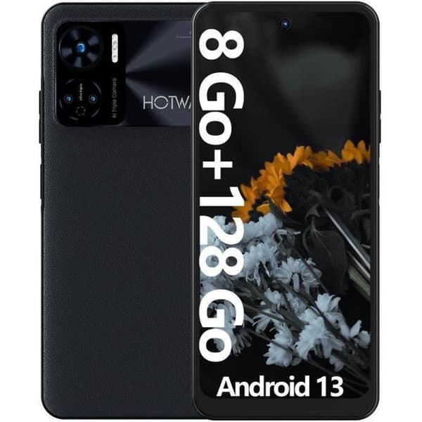 Smartphone HOTWAV Note 12 - Svart - 6,8" - 8GB + 128GB - 6180mAh - Android 13 - Kamera 48MP - Dubbel SIM NFC