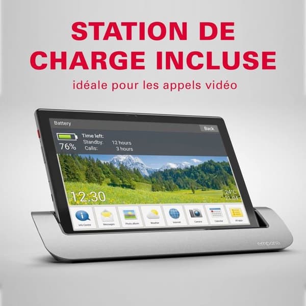 Emporia TABLET | Senior tablet 4G Volte | Tablet-PC med SIM-kort | 10,1 tum skärm | Android 11 | Kamera 13 MP | Svart