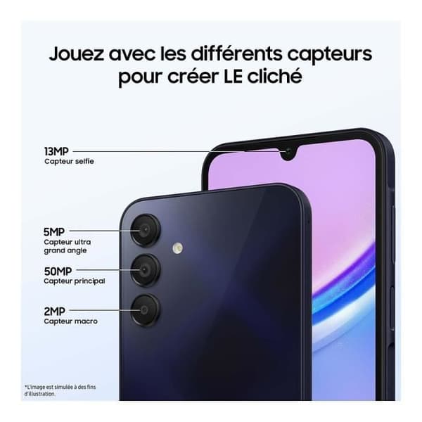 SAMSUNG Galaxy A15 Smartphone 128GB Midnattsblå