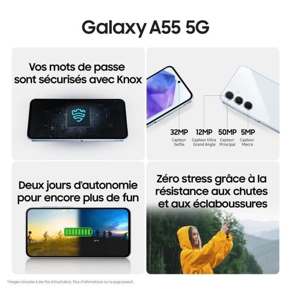 Samsung Galaxy A55 Smartphone 128 GB 5G Blå