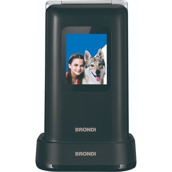 BRONDI Amico Prezioso digital telefon - Flip - Dual SIM - Bluetooth - 4" - Svart, Metallic Svart, Metallisk