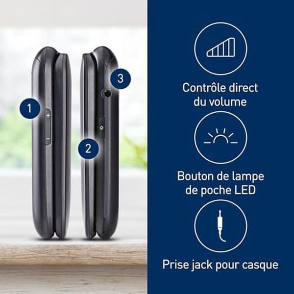 Panasonic KX-TU550EXB Flip-mobiltelefon, 1,2 MP-kamera, 2,8" stor skärm, 300 timmars standbytid, svart