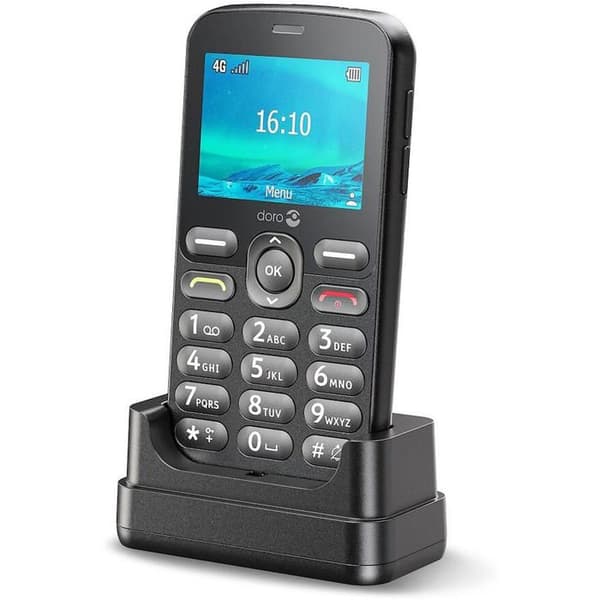Doro 1880 Mobiltelefon - 4G - Seniorer - Talande digitala nycklar - Klart ljud - Kamera Svart