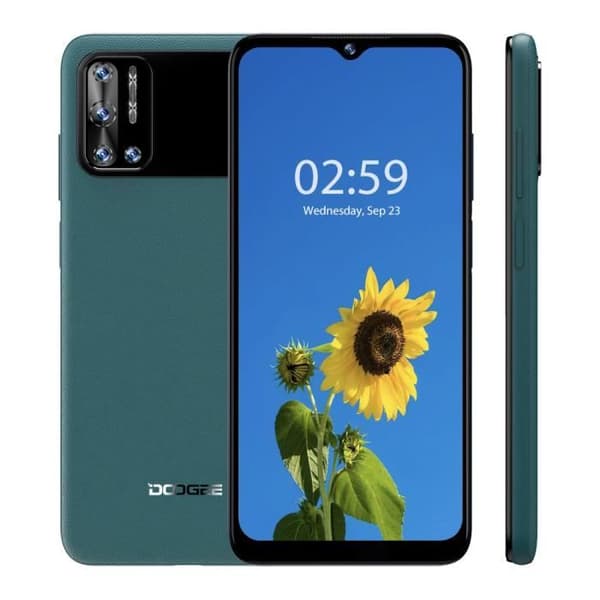 DOOGEE N40 Pro 128GB Android 11 Phablet 6.5'' Waterdrop-skärm Quad Camera 20MP 6380mAh Batteri 4G Mobiltelefon - Grön