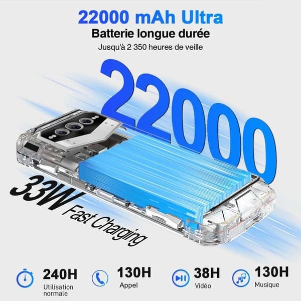DOOGEE 5G Termisk Smartphone Okrossbar VMAX, 108MP Kamera, 20Go+256Go, 6.58" FHD+, 22000mAh-33W, IP68 Telefon GPS NFC