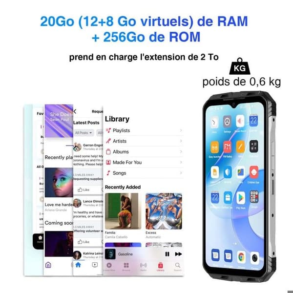 DOOGEE 5G Termisk Smartphone Okrossbar VMAX, 108MP Kamera, 20Go+256Go, 6.58" FHD+, 22000mAh-33W, IP68 Telefon GPS NFC