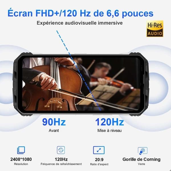 DOOGEE 5G Termisk Smartphone Okrossbar VMAX, 108MP Kamera, 20Go+256Go, 6.58" FHD+, 22000mAh-33W, IP68 Telefon GPS NFC
