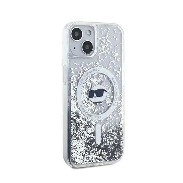 Karl Lagerfeld Liquid Glitter Choupette Head MagSafe - iPhone 15 Plus / 14 Plus skal (Transparent)