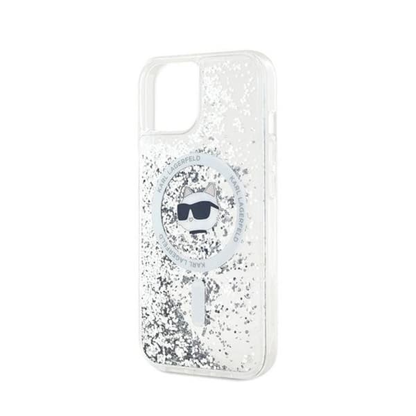 Karl Lagerfeld Liquid Glitter Choupette Head MagSafe - iPhone 15 Plus / 14 Plus skal (Transparent)