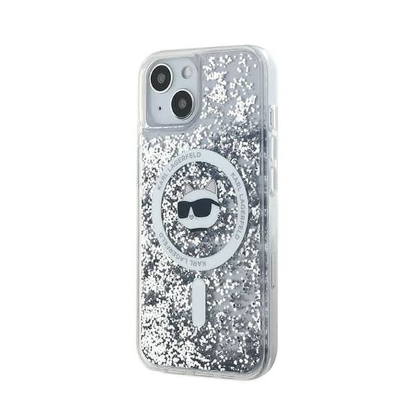 Karl Lagerfeld Liquid Glitter Choupette Head MagSafe - iPhone 15 Plus / 14 Plus skal (Transparent)