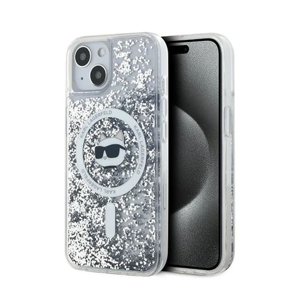 Karl Lagerfeld Liquid Glitter Choupette Head MagSafe - iPhone 15 Plus / 14 Plus skal (Transparent)