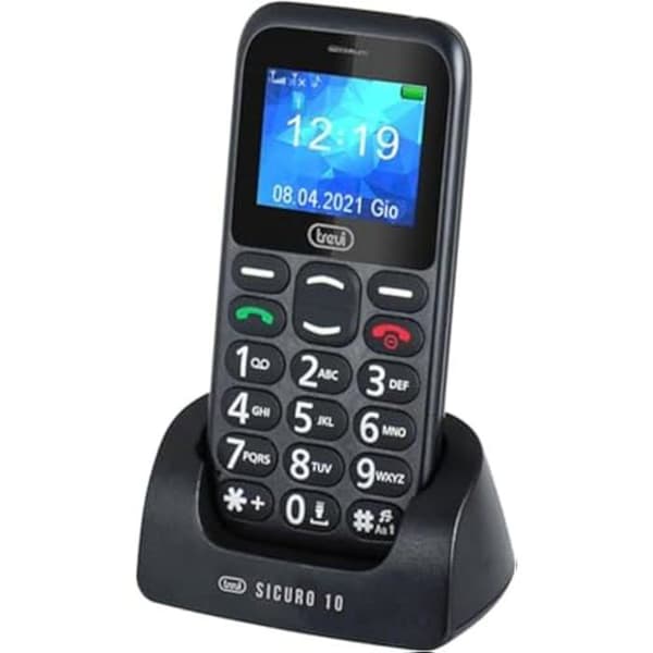 Mobiltelefon - TREVI - Modell 10 - Stora knappar - SOS-funktion - 200 kontakter minne Svart