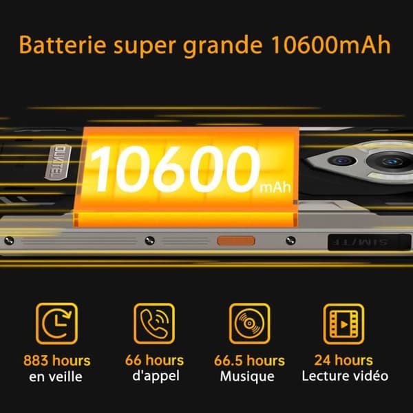 OUKITEL WP16 10600mAh Okrossbar Smartphone Ram 8GB Rom 128GB 6,39'' Skärm Octa Core 4G Dual SIM NFC Rugged Phone - Orange