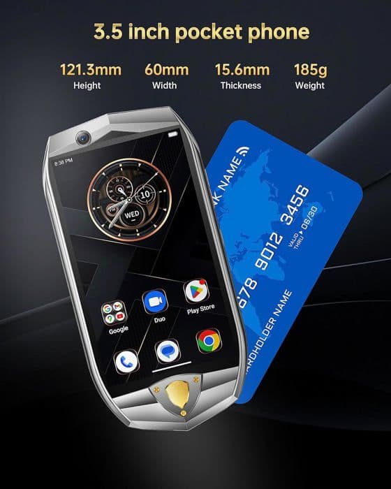 OUKITEL K16 Mini Telefon Portabel 3,5" 8GB+128GB/TF 1TB Octa-Core 48MP 3050mAh Android 13 Smartphone Dual SIM 4G/NFC/OTG, Svart
