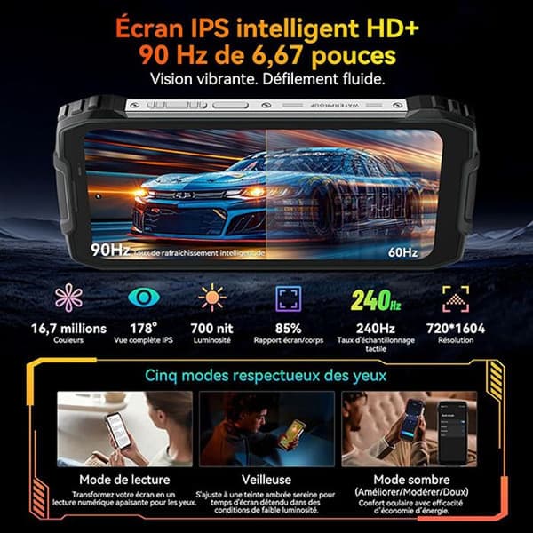 OSCAL PILOT 1 Mobiltelefon Stöttålig Skärm 6.67" 18GB+256GB 15000mAh 50MP+32MP Android 14 NFC, GPS - Svart
