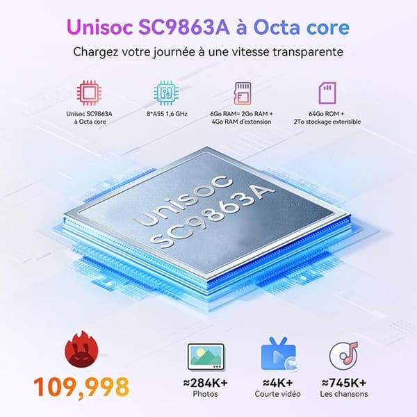 Blackview WAVE 8C Mobiltelefon 6.56" 6GB+64GB 13MP+8MP 4700mAh Dual SIM Svart med Blackview AirBuds 100