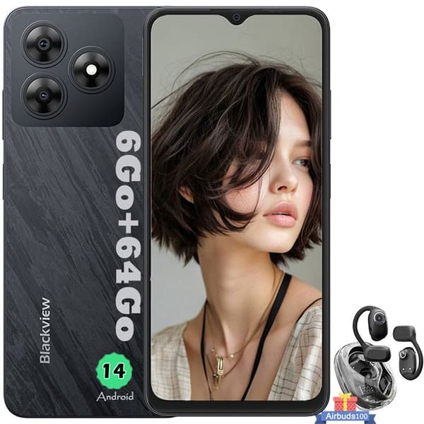 Blackview WAVE 8C Mobiltelefon 6.56" 6GB+64GB 13MP+8MP 4700mAh Dual SIM Svart med Blackview AirBuds 100