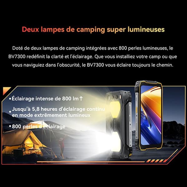 Blackview BV7300 Smartphone Robust 6.67" 256Go 50MP 15000mAh Svart med Smartwatch Blackview W60