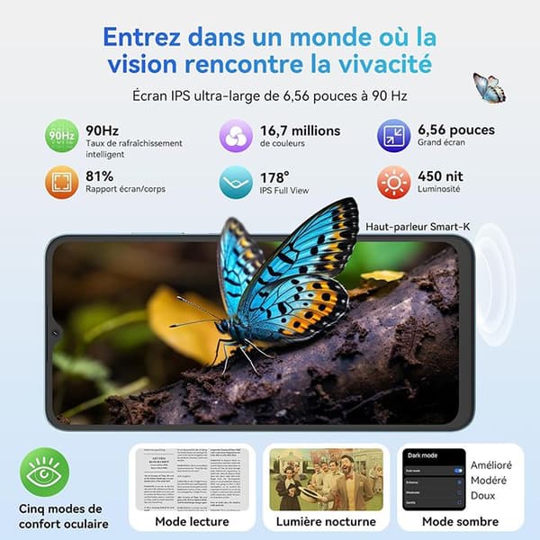Mobiltelefon Oscal FLAT 2 6,56 tum 12(4+8)GB RAM 256GB/SD 2TB 13MP 5000mAh Android 14 Dual SIM - Blå