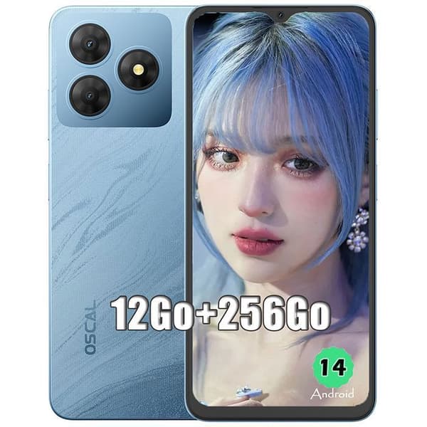 Mobiltelefon Oscal FLAT 2 6,56 tum 12(4+8)GB RAM 256GB/SD 2TB 13MP 5000mAh Android 14 Dual SIM - Blå