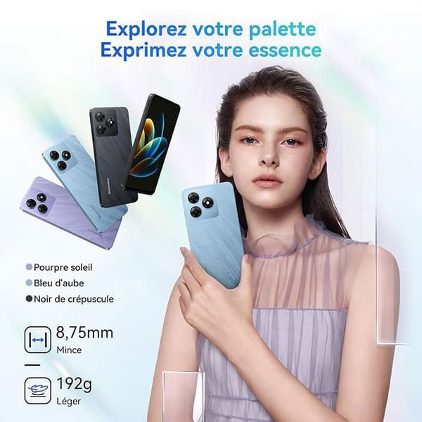 Blackview WAVE 8 Mobiltelefon 6.56" 12GB+256GB/2TB 13MP+8MP 5000mAh Smartphone 4G Android 14 Dual SIM - Svart