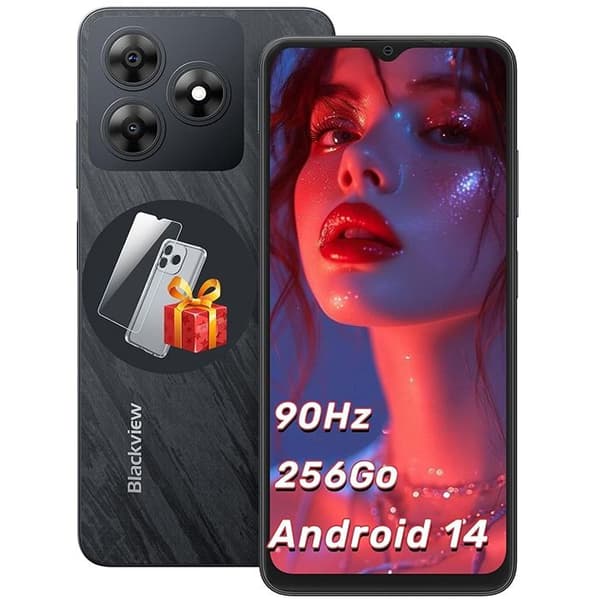 Blackview WAVE 8 Mobiltelefon 6.56" 12GB+256GB/2TB 13MP+8MP 5000mAh Smartphone 4G Android 14 Dual SIM - Svart