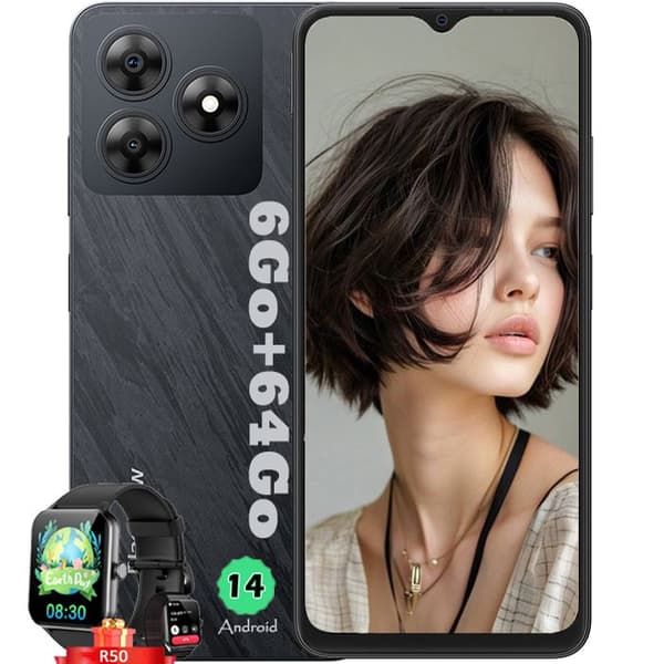 Blackview WAVE 8C smartphone 6,56" 6Go+64Go 13MP+8MP 4700mAh Dual SIM svart med Smartwatch Blackview R50