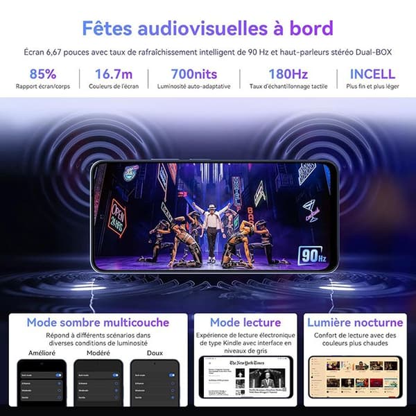 Mobiltelefon 5G Oscal Tiger 13 6,67" (8+16)GB RAM 256GB/SD 1TB Kamera 50MP 5000mAh Android 14 NFC Dual SIM GPS - Svart