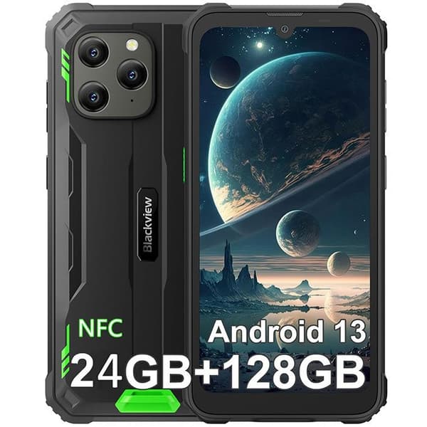 Okrossbar smartphone Blackview BV5300 Plus(NFC) 6,1" 24GB+128GB/2TB Android 13 6580mAh 13MP IP68 Vattentät Dual SIM - Grön Svart, Grön