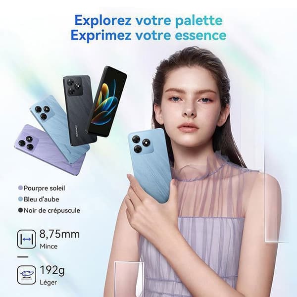Blackview WAVE 8 Mobiltelefon 6.56" 12Go+256Go/2 To 13MP+8MP 5000mAh Smartphone 4G Android 14 Dual SIM - Blå