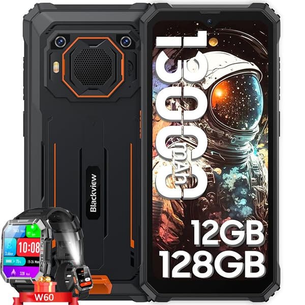 Blackview BV6200 Pro Oförstörbar Mobiltelefon 6,56" 13000mAh 12GB+128GB Dual SIM Orange med Smartwatch Blackview W60