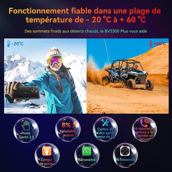 Blackview BV5300 Plus Smartphone Oförstörbar 6,1" 24Go+128Go NFC Svart med Smartwatch Blackview W60