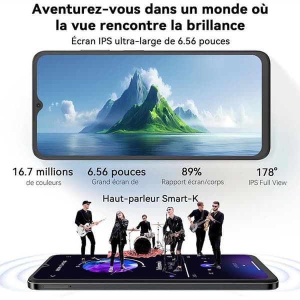 Mobiltelefon Oscal FLAT 2C 6,56" 6Go+64Go/SD 2To 5000mAh Android 14 GO Dual SIM - Svart