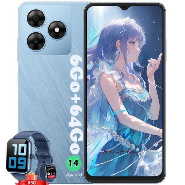 Blackview WAVE 8C Smartphone 6.56" 6Go+64Go 13MP+8MP 4700mAh Dual SIM Blå med Smartwatch Blackview R50