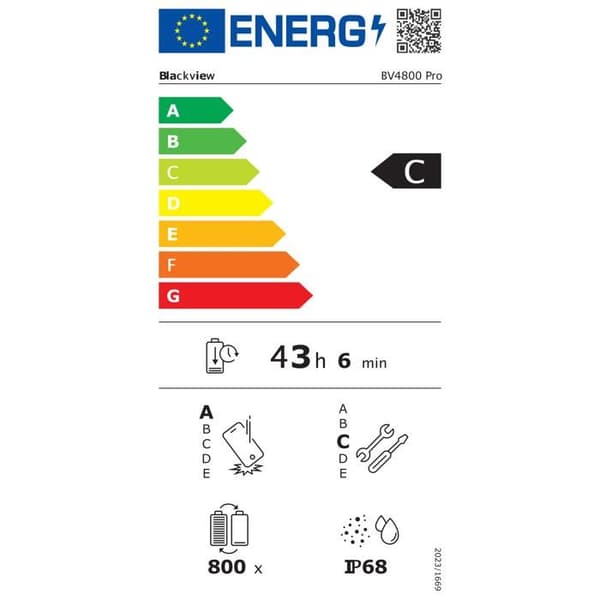 Blackview BV4800 Pro Smartphone Oförstörbar 6,56" 12Go+128Go Android 14 Dual SIM NFC Svart med Blackview Airbuds 8