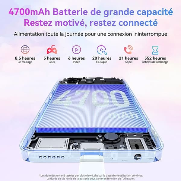 Blackview WAVE 8C Mobiltelefon 6,56" 6GB+64GB 13MP+8MP 4700mAh Dual SIM Blå med Blackview AirBuds 100