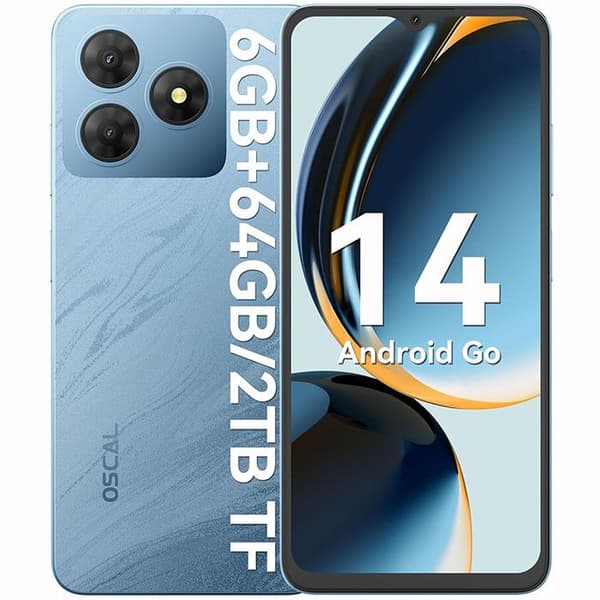 Mobiltelefon Oscal FLAT 2C 6,56" 6Go+64Go/SD 2To 5000mAh Android 14 GO Dual SIM - Blå