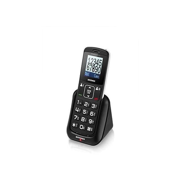 Brondi Amico Home GSM-mobiltelefon för äldre med stora knappar, SOS-knapp och fjärrfunktion, Dual SIM, V