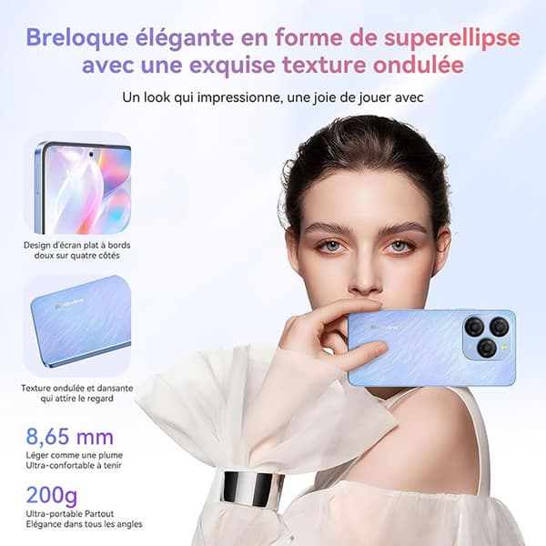 Mobiltelefon 5G Blackview Shark 9 NFC (8+16)Go RAM 256Go ROM Android 14 6.67" 50MP 5000mAh Dubbelsim - Svart