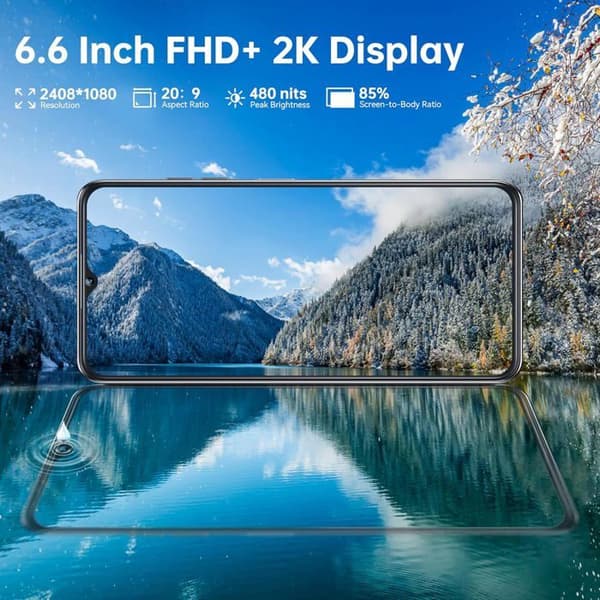 OUKITEL C38 Mobiltelefon 24Go + 256Go/ TF 1To Skärm 6.6" 2K FHD+ 5180mAh 48MP+32MP Android 13 Smartphone Dual SIM 4G Svart