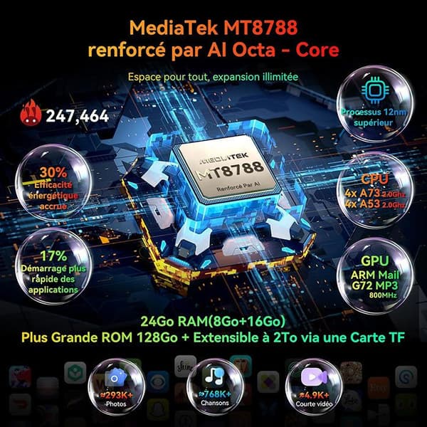 Smartphone Incassable Blackview BV5300 Plus(NFC) 6,1" 24Go+128Go/2To Android 13 6580mAh 13MP IP68 Vattentålig Dubbel SIM - Svart